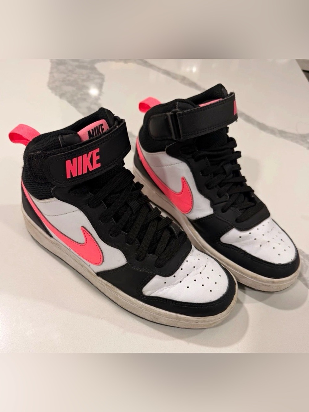 Nike Court Borough Mid 2 Unisex Kids Black/White/Pink Mid Top US 5Y CD7782-005